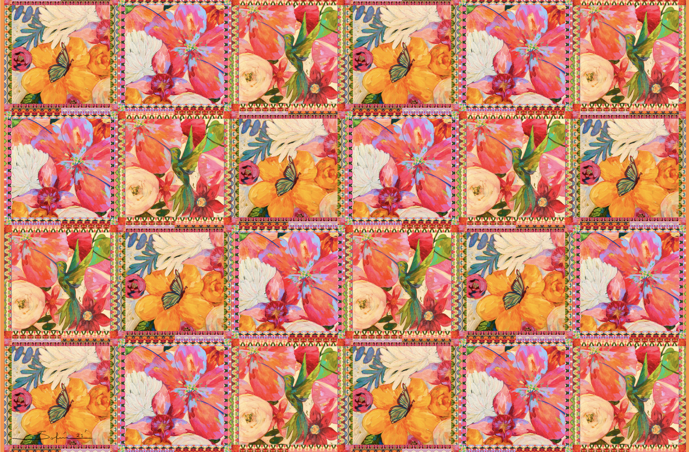 Cobija "Crochet flor amarilla"