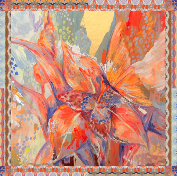 Pañoleta "Mariposa y tigridia"